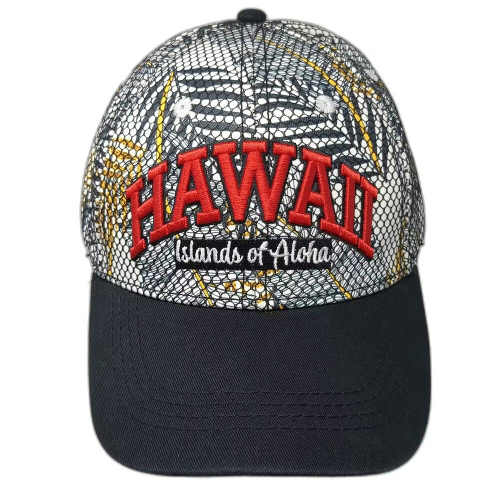 Fashion Code Hawaii Islands of Aloha Baseball Cap Black White OS Hat Embroidered